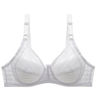 Striped Plus Size Bra Push Up Thin Breathable Bra