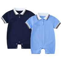 Boys And Girls Preppy Fashion Lapel Romper