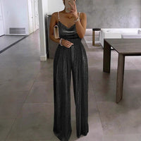 Off-the-shoulder Beaded Pleated Jumpsuit Women's Street