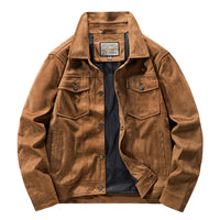 Autumn Thin Suede Jacket Men's Retro Tooling Polo Collar Top