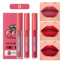 3 Fruits Lip Glaze Set Matte Finish Nonstick Cup