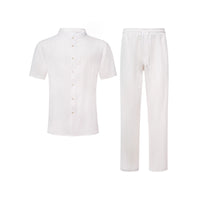 Men's Stand-Up Collar Breathable Shirt And Loose-Fitting Trousers Set