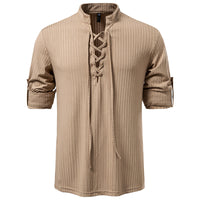 Men's Casual Long Sleeve Drawstring Design T-shirt