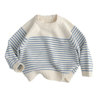 Korean Style Loose Coat Striped Plug-in Knitted Sweater