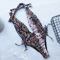 Sequined European And American Sexy Deep V One-piece Swimsuit Flashing Diamonds