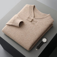 Mens Retro Stand-Up Collar Pure Wool Sweater