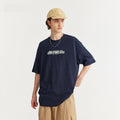 Printed Short Sleeve Texture Slub Cotton T-shirt