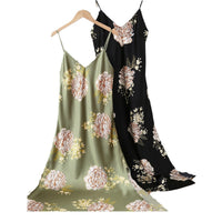 Printed Slip Dress Sleeveless Nightgown Pajamas And Loungewear