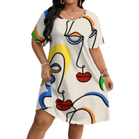 Women's Casual Printed Round Neck Short Sleeve Dress