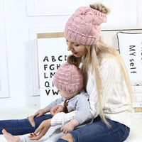 Parent-child Knitted Hat Manufacturers Spot Butterfly Fur Ball Warm Hat