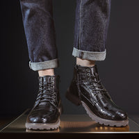 Retro Casual Outdoor Side Zipper Leather Boots