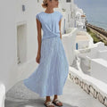 New Style Ruched Womens Figure-flattering Crew-neck Dress