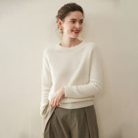 Pure Cashmere Shirt Women's Crew Neck Pullover Sweater