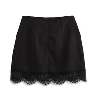 Women's Black Stitching Lace Sheath Skirt
