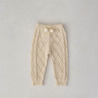 Baby Boys And Girls Rhombus Knitted Pure Beam Long Pants