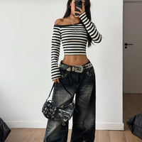 Womens Striped Long-Sleeve T-Shirt
