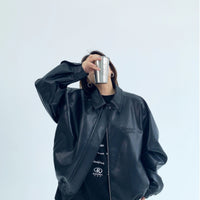 Troniche Steel Stamp PU Leather Motorcycle Jacket For Women