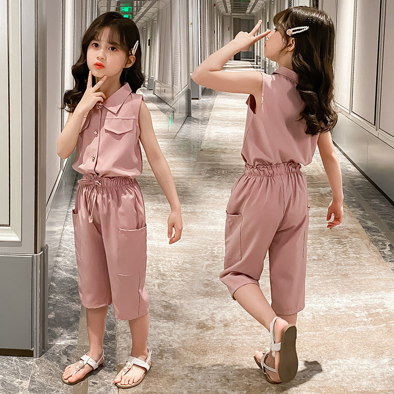 Two-piece Suit Girl Western Style Children Tooling Fashionable Princess