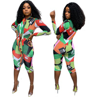 European And American Women's New Fashion Print Jumpsuit