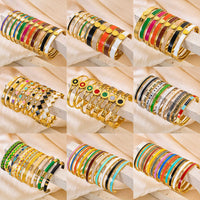 Stainless Steel Open-enamel Epoxy Snap Bracelet