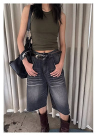 Hip Hop Ins Male Letter Denim Shorts