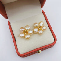 Irregular-shaped Freshwater Baroque Pearl Petal Earrings