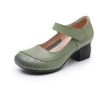 Velcro Low-cut Plus Size 43 Genuine Leather Women's Pumps