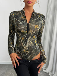 Women's 3d Digital Printing Long Sleeve One-piece Swimsuit
