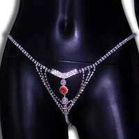 Round Ruby Bikini Body Chain Sexy Nightclub Rhinestone Panty Chain