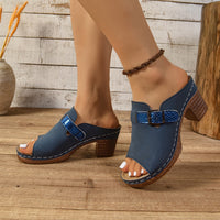 Women's Buckle-Strap Casual Wedge Fish-Tongue Sandals