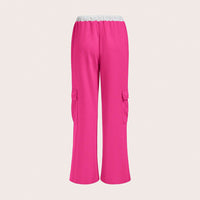 Loose Straight Flip Drawstring High Street Workwear Casual Pants
