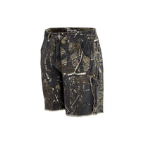 High Street Leaves Camouflage Denim Shorts