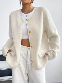 Women's Solid Color Buttons Jacket Long