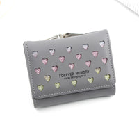 Womens Three-Fold Wallet With Hollowed-Out Heart Design