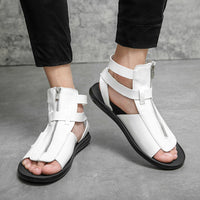 Plus Size Zipper Roman Sandals Casual Hollow Out