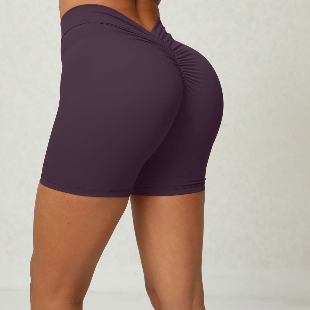 Back Waist Deep V-shaped Wrinkle Tight Yoga Shorts