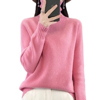 Women's Solid Color Turtleneck Knitting Pullover Long Sleeve Loose Sweater