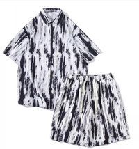 Casual Tie-dye Men's Loose Flower Shirt Suit