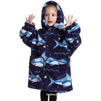 Boys And Girls Comfortable Cotton Velvet Cold-proof Clothes Lazy Blanket Hooded Plus-sized Thickened Blanket Lazy Clothes Children's Sleepwear