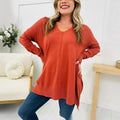 Women's Design Sewing Front Sweater Loose Knitwear Long Sleeve Top