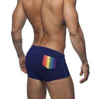 Simple Fashion Men's Rainbow Pocket Printed Boxer Swimming Trunks