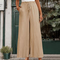 Summer Textured Trousers Commuter Casual High-Waist Wide-Leg Pants Womens