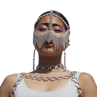 Time Party Short Hanging Beard Face Mask, New Personality Diamond-encrusted Tassel Finish