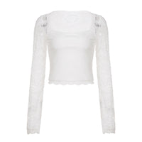Lace Hollow-out Patchwork Long-sleeve Top