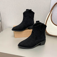 Cowboy Boot Short Plush Autumn Pointed-toe Short Boots