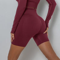 Seamless Peach Pleated Hip Lifting Tight Sports Yoga Shorts