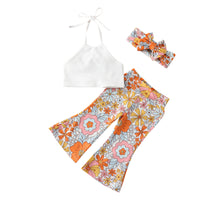 Children's Clothing Wholesale New Girls' Sling Shirt Printed Trousers Suit With Headdress