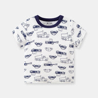 Children's Clothing Baby Car Full Print Children's Short Sleeve