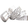 Leather Ladies Belt With Diamond-studded Cowhide Pin Buckle