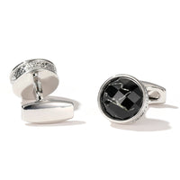 Men's Cufflinks Stylish Round Gray Silver Rose Gold